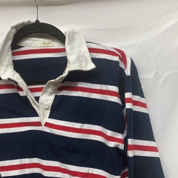 Brandy Melville Jonny Polo Crop Top Size Small One Size Navy Rugby Long Sleeve - Picture 3 of 5